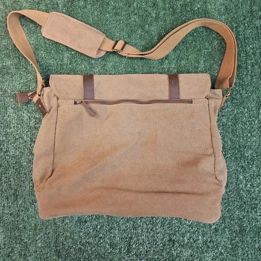 SMRITI Vintage Canvas Messenger Bag for Men 15.6-16 inch Laptop Large, Coffee